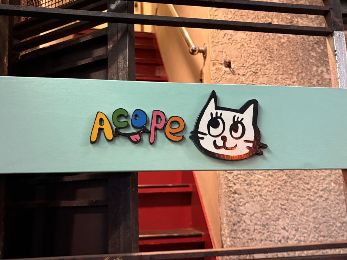 Acopeの猫ロゴ看板