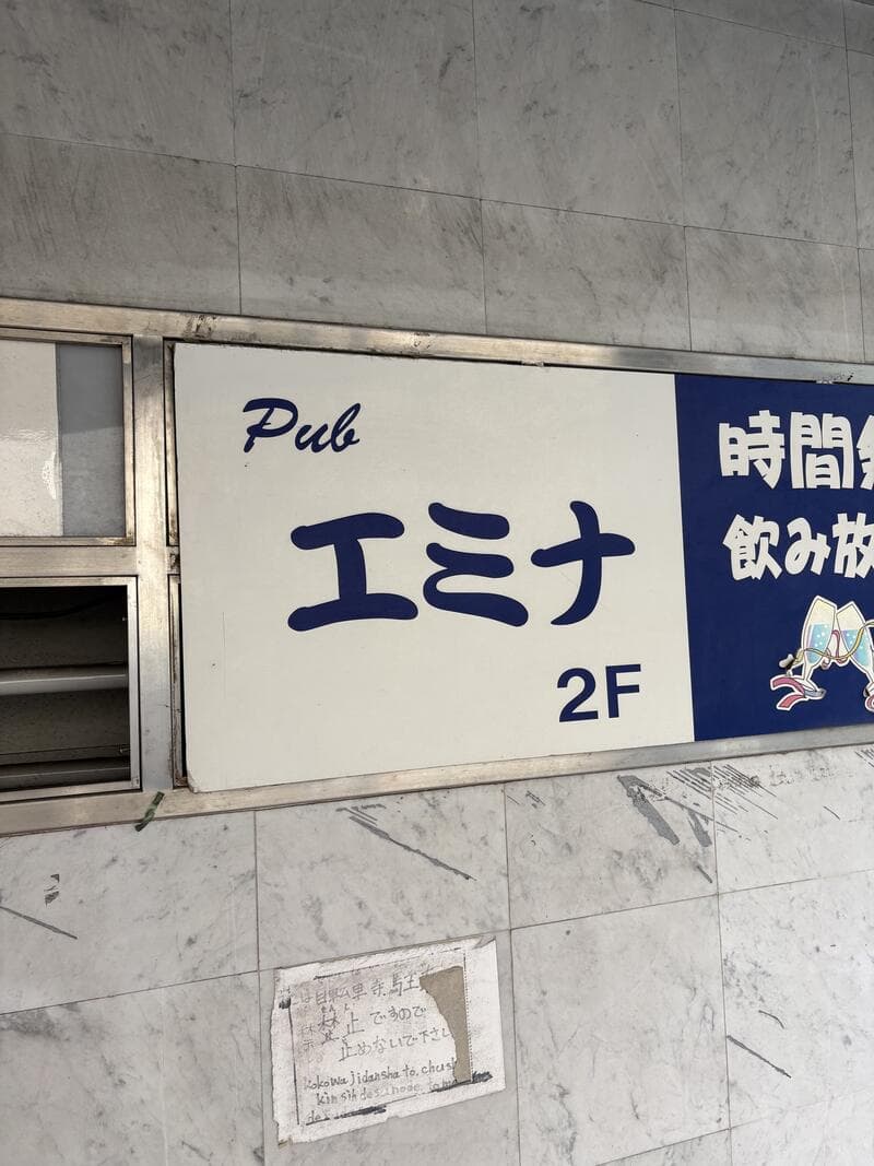 錦糸町で青文字が浮く「Pub エミナ」2階案内板